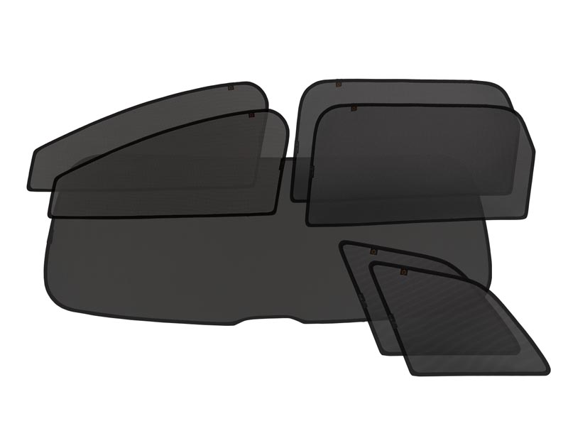  Каркасные автомобильные шторки - Infiniti QX80 (1) (2013-наст.время) (ЗВ c вырезом под датчик сближения) Внедорожник 5 дв. Полный комплект из 7 экранов STANDART