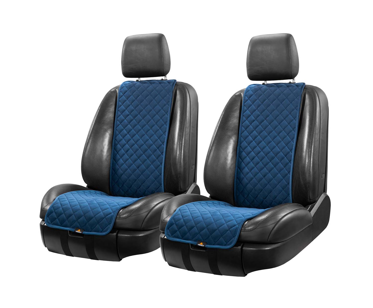 Узкие тёмно-синие накидки на передние сиденья