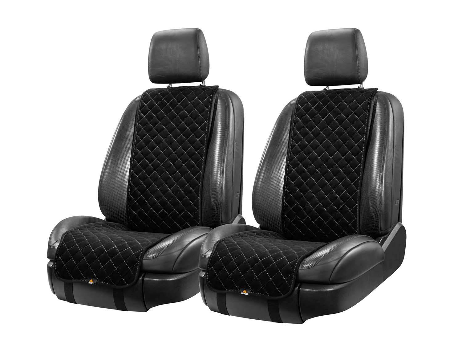 Узкие чёрные (с белой строчкой) накидки на передние сиденья